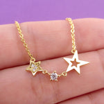 Chain of Stars Shaped Celestial Rhinestone Pendant Necklace | DOTOLY