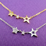Chain of Stars Shaped Celestial Rhinestone Pendant Necklace | DOTOLY