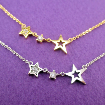 Chain of Stars Shaped Celestial Rhinestone Pendant Necklace | DOTOLY