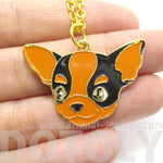 Chihuahua Puppy Shaped Animal Pendant Necklace in Black