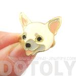 Chihuahua Puppy Shaped Limited Edition Adjustable Animal Ring in White