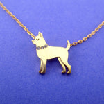 Chihuahua with Rhinestone Collar Shaped Pendant Necklace in Rose Gold Silver or Gold