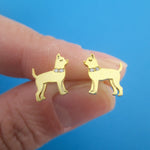 Chihuahua with Rhinestone Collars Shaped Stud Earrings for Dog Parents