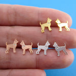 Chihuahua with Rhinestone Collars Shaped Stud Earrings for Dog Parents