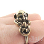 Chimpanzee Holding a Banana Animal Hug Ring in Brass | US Sizes 6 to 8