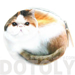 Chubby Kitty Cat Shaped Digital Print Zipper Coin Purse Make Up Bag