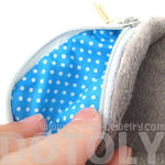 Chubby Kitty Cat Shaped Digital Print Zipper Coin Purse Make Up Bag