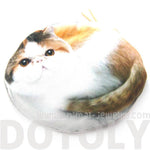 Chubby Kitty Cat Shaped Digital Print Zipper Coin Purse Make Up Bag