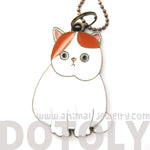 Chubby Kitty Cat Shaped Enamel Animal Pendant Necklace | Animal Jewelry