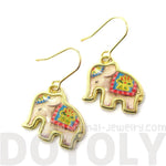 Colorful Circus Elephant Shpaed Animal Dangle Earrings