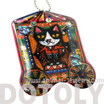 Circus Ringmaster Kitty Cat Shaped Illustrated Resin Pendant Necklace | DOTOLY | DOTOLY