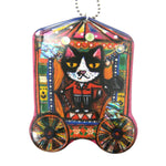 Circus Ringmaster Kitty Cat Shaped Illustrated Resin Pendant Necklace