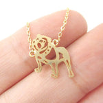 Classic Bulldog Cut Out Shaped Animal Pendant Necklace in Gold