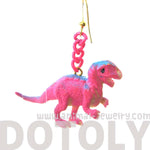 Classic Dinosaur Animal Figurine Shaped Dangle Earrings in Pink | DOTOLY