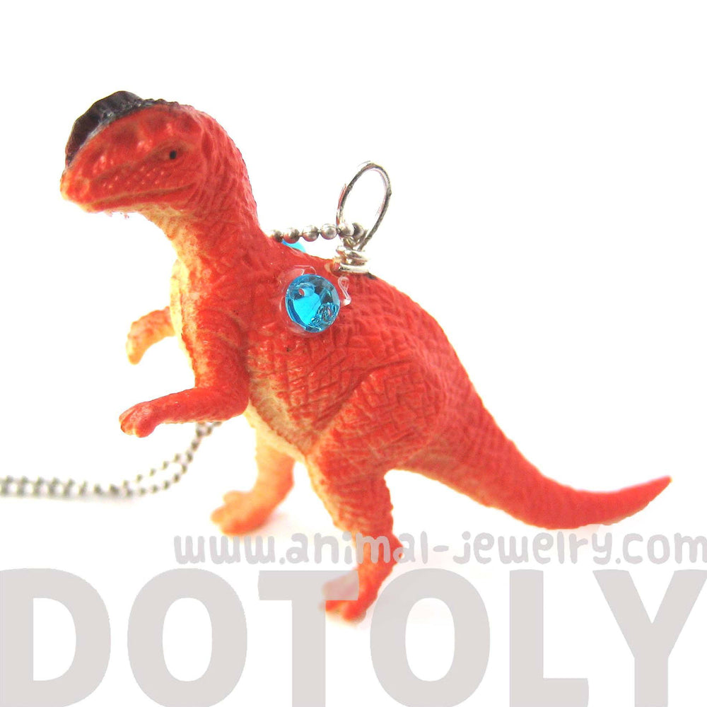 Classic Dinosaur Shaped Figurine Pendant Necklace in Red | Animal Jewelry | DOTOLY