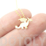 Classic Dragon Silhouette Shaped Pendant Necklace in Gold | Animal Jewelry | DOTOLY