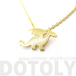 Classic Dragon Silhouette Shaped Pendant Necklace in Gold | Animal Jewelry | DOTOLY