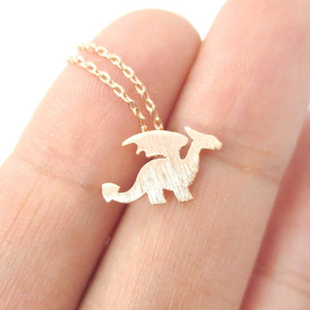 Classic Dragon Silhouette Shaped Pendant Necklace in Rose Gold | Animal Jewelry | DOTOLY