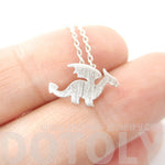 Classic Dragon Silhouette Shaped Pendant Necklace in Silver | Animal Jewelry | DOTOLY