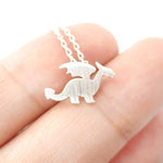 Classic Dragon Silhouette Shaped Pendant Necklace in Silver | Animal Jewelry | DOTOLY