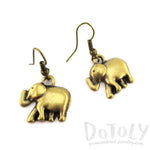 Classic Elephant Shaped Dangle Charm Earrings in Brass | DOTOLY | DOTOLY