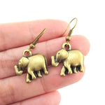 Classic Elephant Shaped Dangle Charm Earrings in Brass | DOTOLY | DOTOLY
