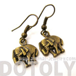 Classic Elephant Shaped Dangle Earrings in Brass | Animal Jewelry | DOTOLY