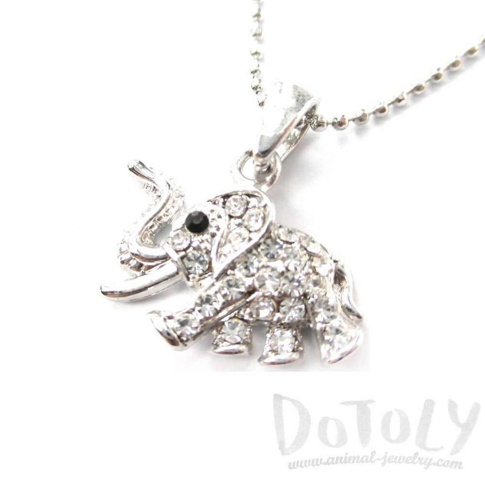 Classic Elephant Shaped Rhinestone Pendant Necklace in Silver | DOTOLY | DOTOLY