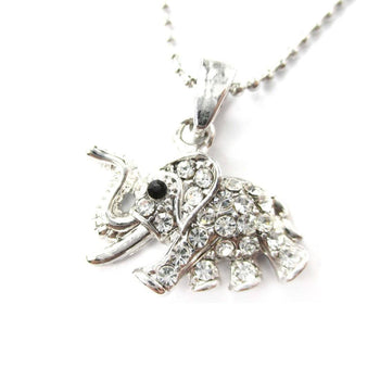 Classic Elephant Shaped Rhinestone Pendant Necklace in Silver | DOTOLY | DOTOLY