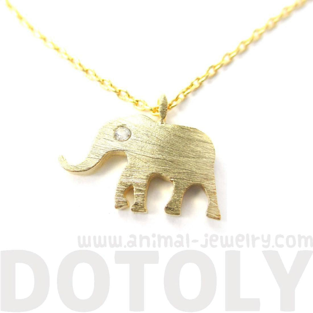 Classic Elephant Shaped Silhouette Pendant Necklace in Gold | Animal Jewelry | DOTOLY