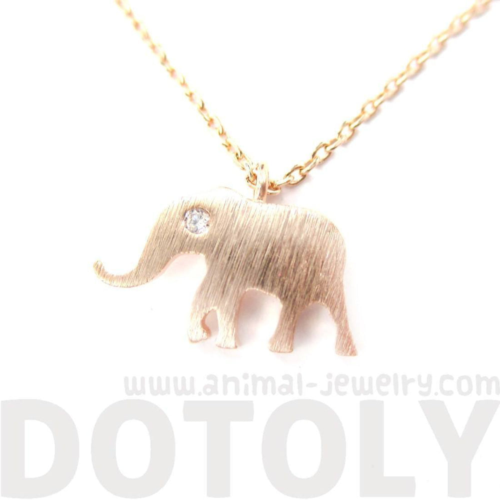Classic Elephant Shaped Silhouette Pendant Necklace in Rose Gold | Animal Jewelry | DOTOLY