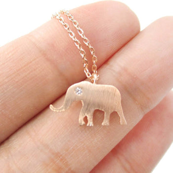 Classic Elephant Shaped Silhouette Pendant Necklace in Rose Gold | Animal Jewelry | DOTOLY