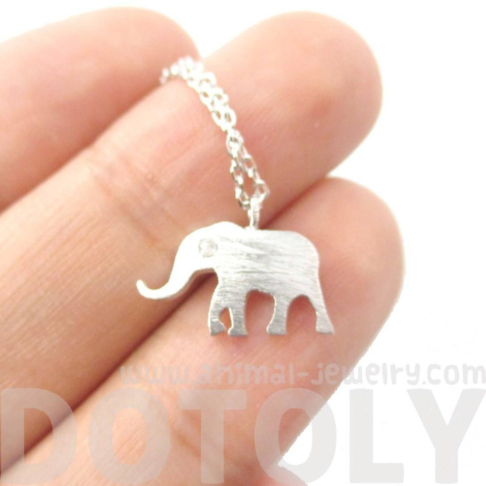 Classic Elephant Shaped Silhouette Pendant Necklace in Silver | Animal Jewelry | DOTOLY