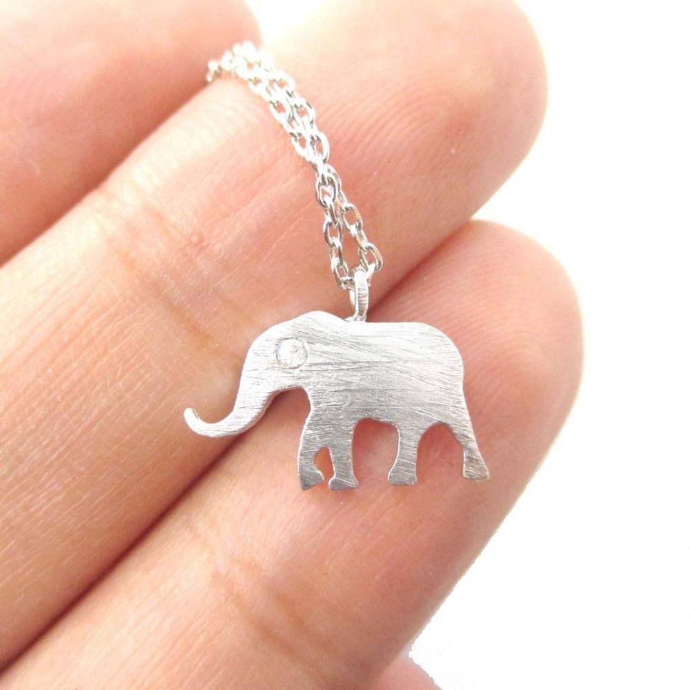 Classic Elephant Shaped Silhouette Pendant Necklace in Silver | Animal Jewelry | DOTOLY