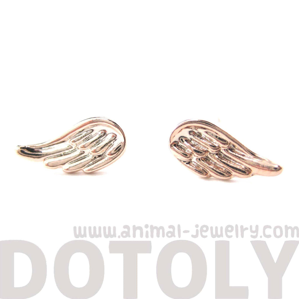 Classic Feather Shaped Angel Wing Stud Earrings in Rose Gold | DOTOLY | DOTOLY