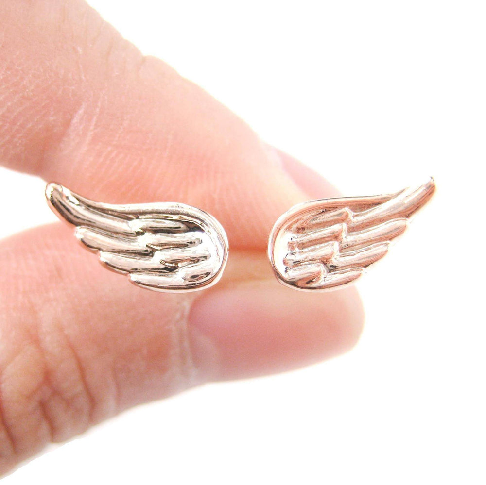 Classic Feather Shaped Angel Wing Stud Earrings in Rose Gold | DOTOLY | DOTOLY