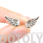 Classic Feather Shaped Angel Wing Stud Earrings in Silver | DOTOLY | DOTOLY