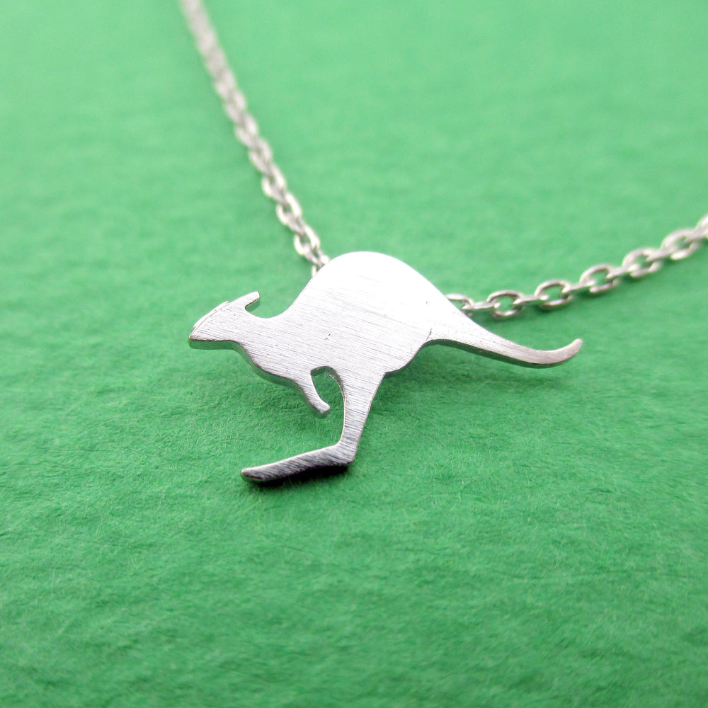 Classic Kangaroo Silhouette Shaped Pendant Necklace in Silver by DOTOLY
