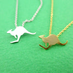Classic Kangaroo Silhouette Shaped Pendant Necklace in Silver or Gold