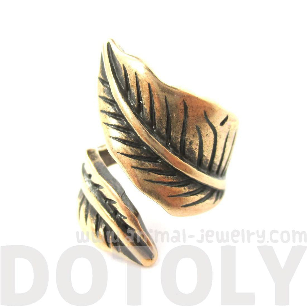 Classic Leaves Wrapped Around Your Finger Shaped Floral Ring in Bronze