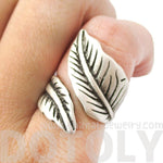 Classic Leaves Wrapped Around Your Finger Shaped Floral Ring in Silver