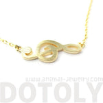 Classic Treble Clef Shaped Music Themed Charm Necklace in Gold