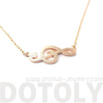 Classic Treble Clef Shaped Music Themed Charm Necklace in Rose Gold