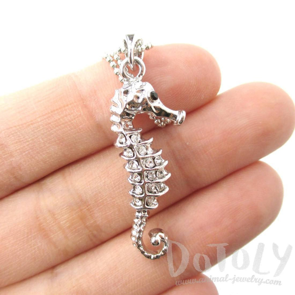 Classic Seahorse Shaped Rhinestone Pendant Necklace
