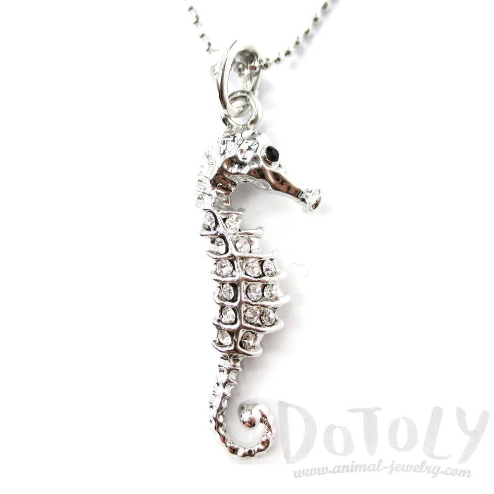 Classic Seahorse Shaped Rhinestone Pendant Necklace