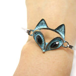 Classic Bangle Bracelet Cuff with Antique Fox Pendant