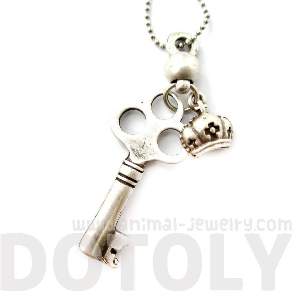 Classic Skeleton Clockwork Key Pendant Necklace in Silver | DOTOLY