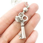Classic Skeleton Clockwork Key Pendant Necklace in Silver | DOTOLY