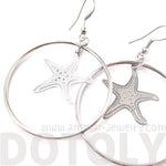 Classic Starfish Star Shaped Dangle Hoop Earrings in Silver | DOTOLY