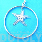 Classic Starfish Star Shaped Dangle Hoop Earrings in Silver | DOTOLY